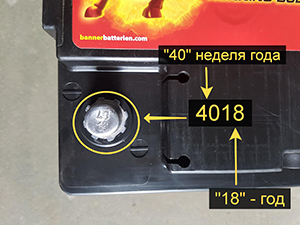 Дата выпуска аккумуляторов Баннер на клемме 