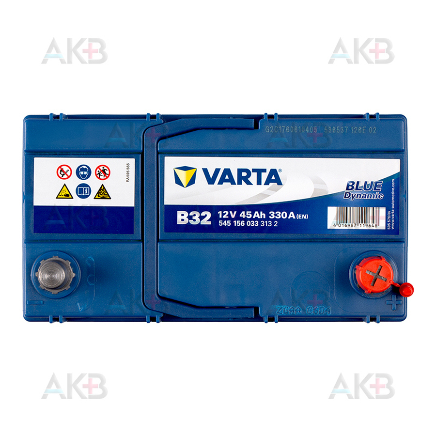 Автомобильный аккумулятор Varta Blue Dynamic B32 45R 330A 238x129x227
