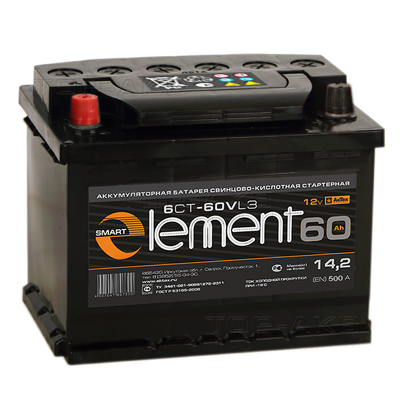 Автомобильный аккумулятор Smart Element 60L 500A 242x175x190