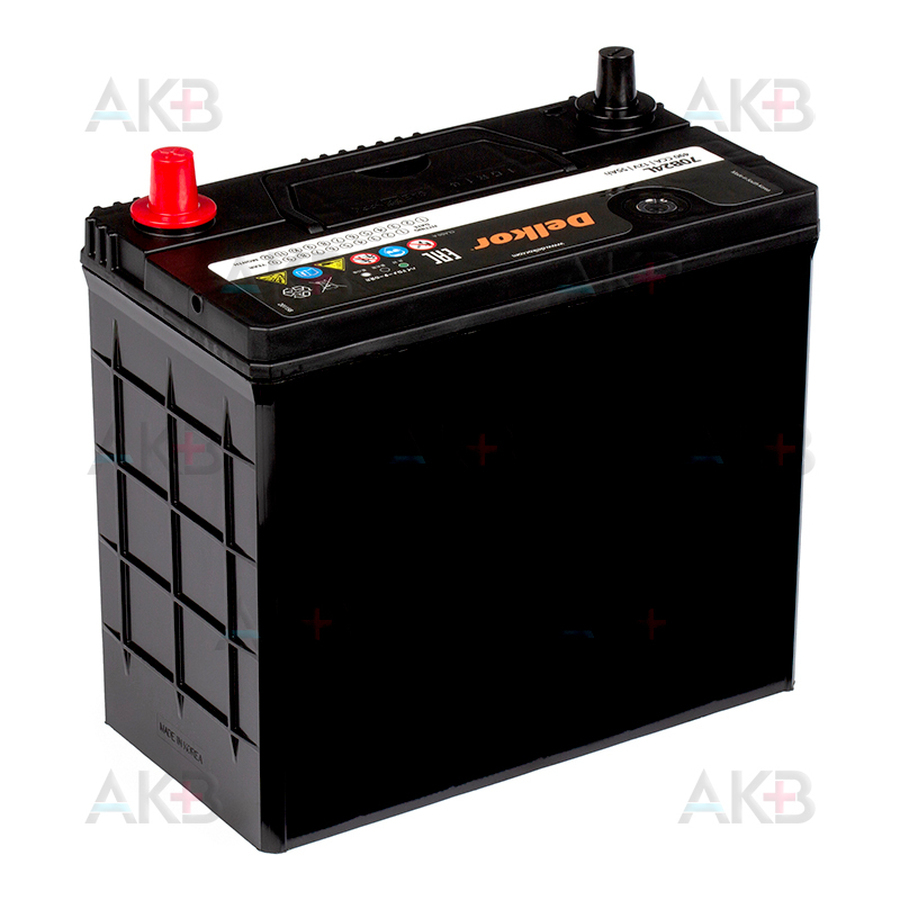 Автомобильный аккумулятор Delkor 70B24L (55R 480A 238x129x227)