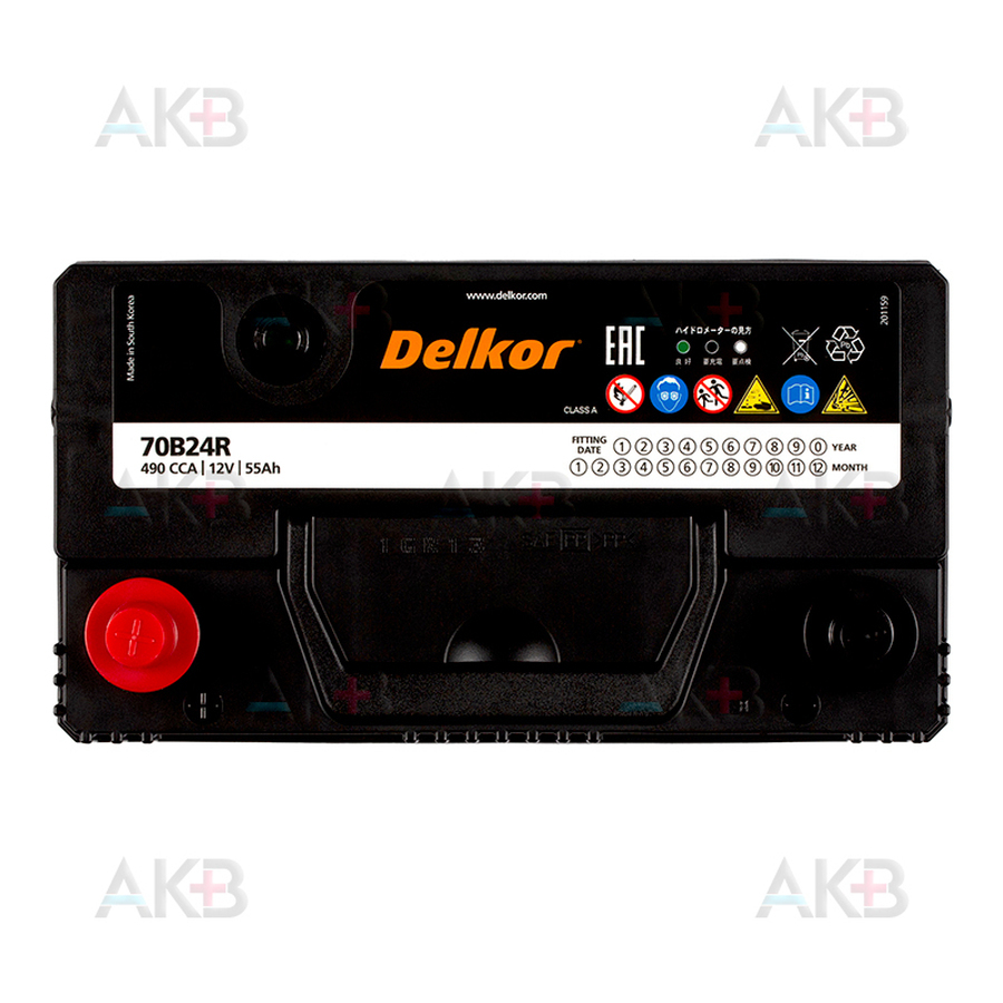 Автомобильный аккумулятор Delkor 70B24R (55L 480A 238x129x227)