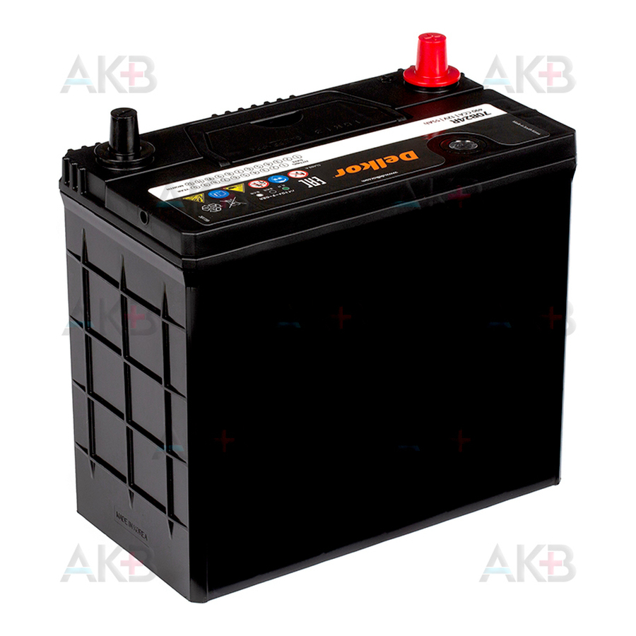 Автомобильный аккумулятор Delkor 70B24R (55L 480A 238x129x227)