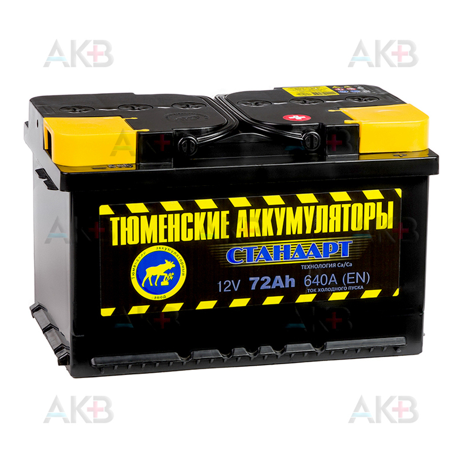 Автомобильный аккумулятор Tyumen Battery Standard 72 Ач обр. пол. низкий 640A (278x175x175)