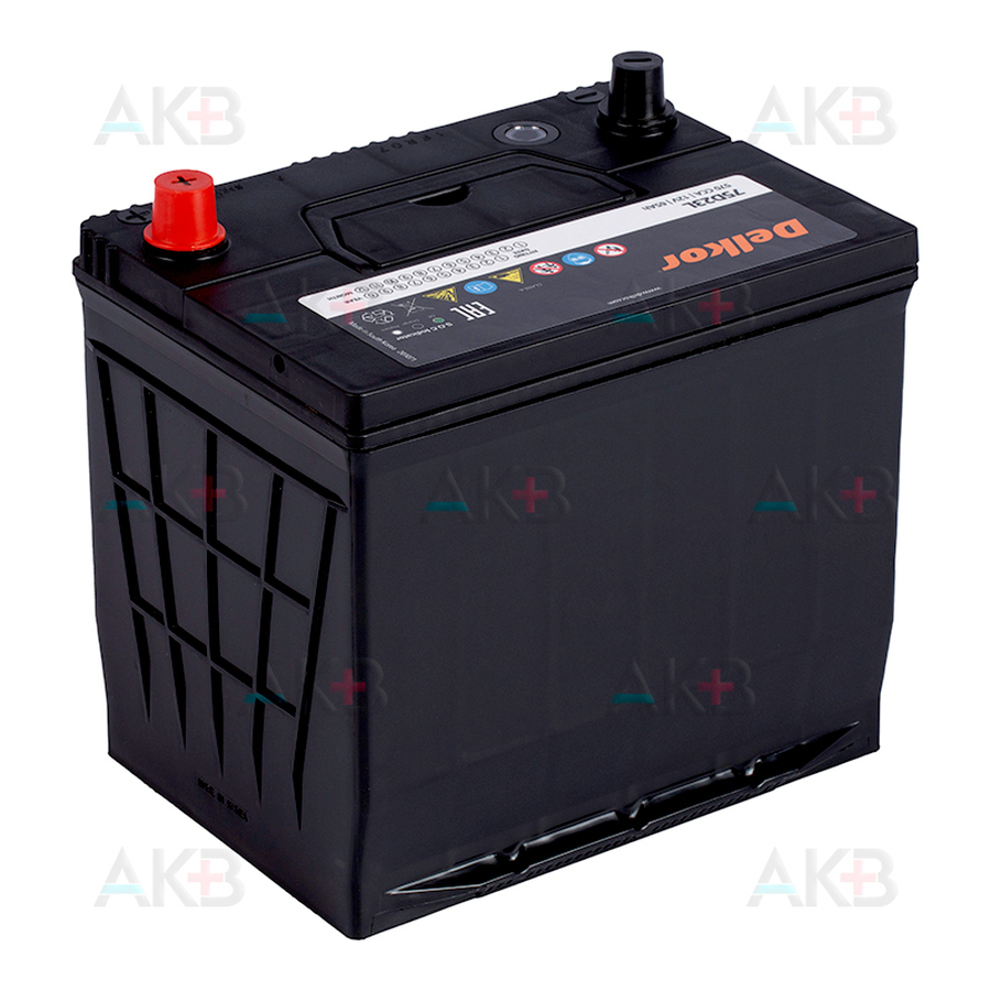 Автомобильный аккумулятор Delkor 75D23L (65R 570A 232x173x225)