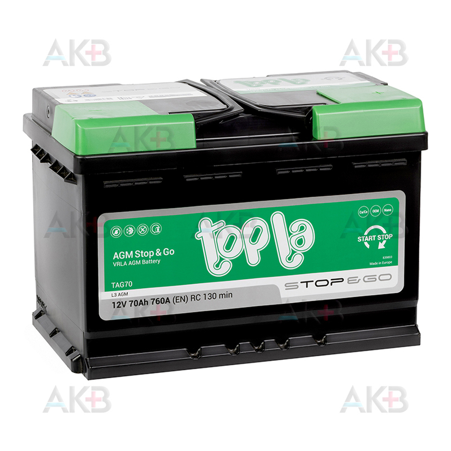 Автомобильный аккумулятор Topla AGM Stop-n-Go 70R (760A 278x175x190) 114070
