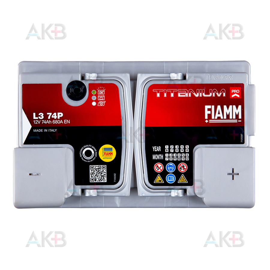 Автомобильный аккумулятор Fiamm Titanium Pro 74 Ач 680A обр. пол. (278x175x190) L3 74P