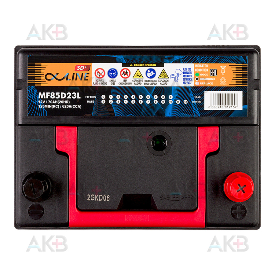 Автомобильный аккумулятор Alphaline SD 85D23L 70R 620A 232x172x220