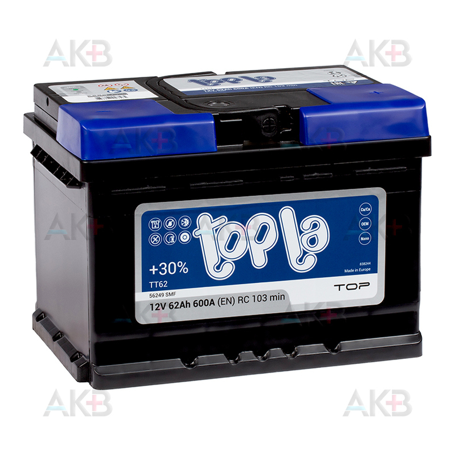 Автомобильный аккумулятор Topla Top 62R (600A 242x175x175) 118662 56249