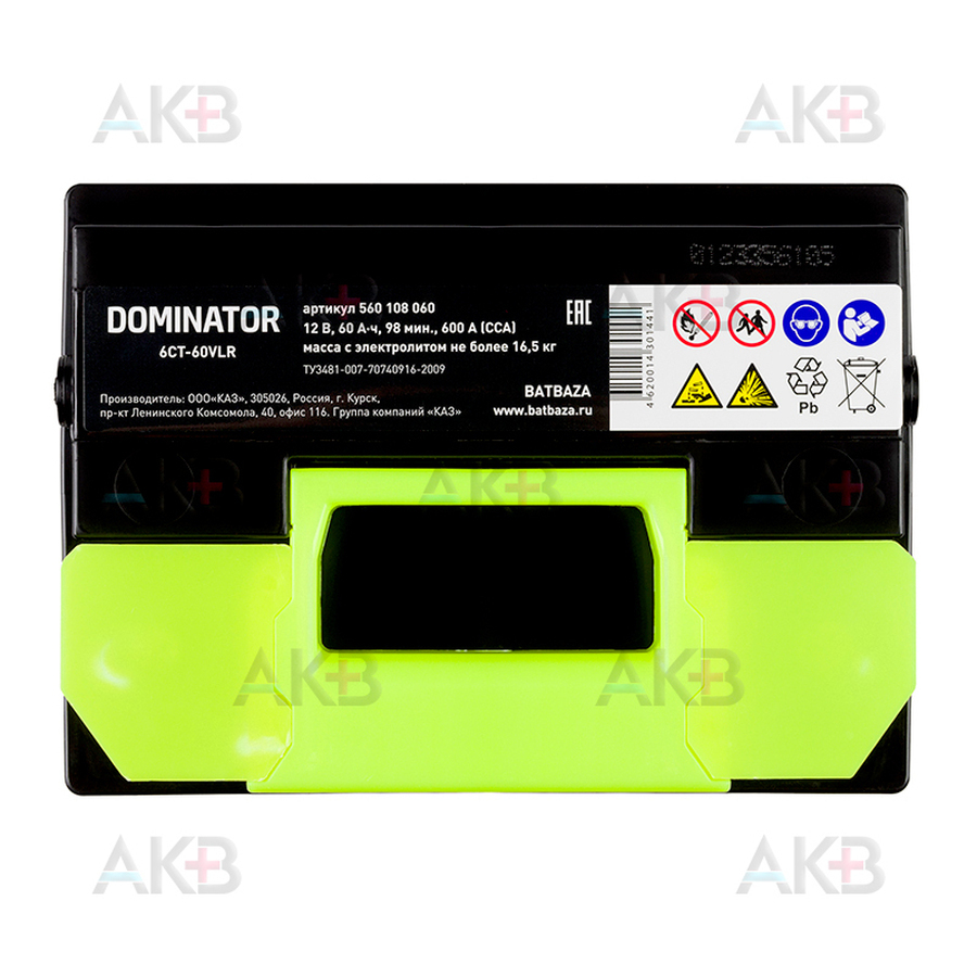 Автомобильный аккумулятор Dominator 60R 600А 242x175x190