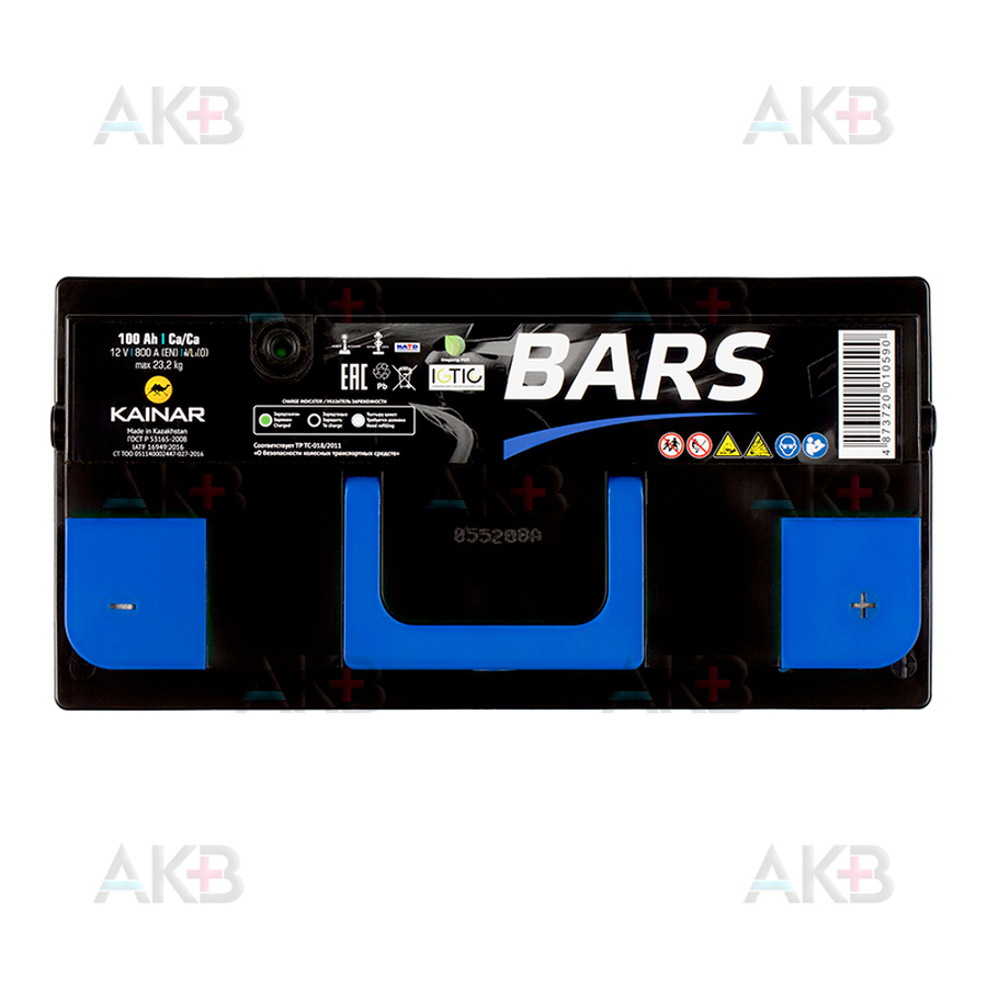 Автомобильный аккумулятор BARS 6СТ-100 АПЗ о.п. 100Ач 800A (353x175x190)