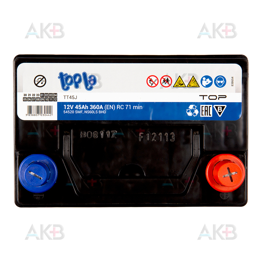 Автомобильный аккумулятор Topla Top JIS 45R (360А 187x127x225) 118245 54520