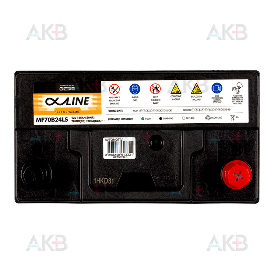 Автомобильный аккумулятор Alphaline SD 70B24LS 55R 500A 232x127x220