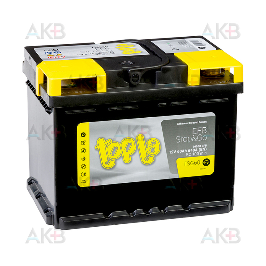 Автомобильный аккумулятор Topla EFB Stop-n-Go 60R (640A 242x175x190) 112060 56088