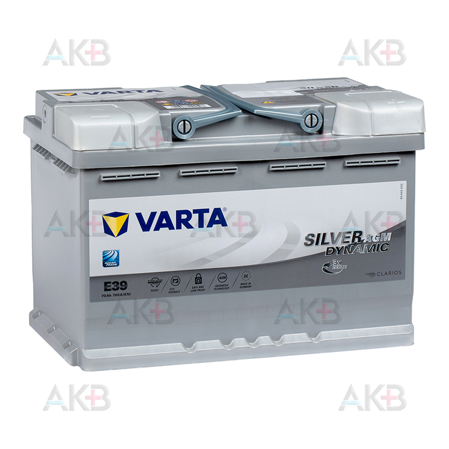 Автомобильный аккумулятор Varta Silver Dynamic AGM A7 (E39) 70R (Start-Stop) 760A 278x175x190