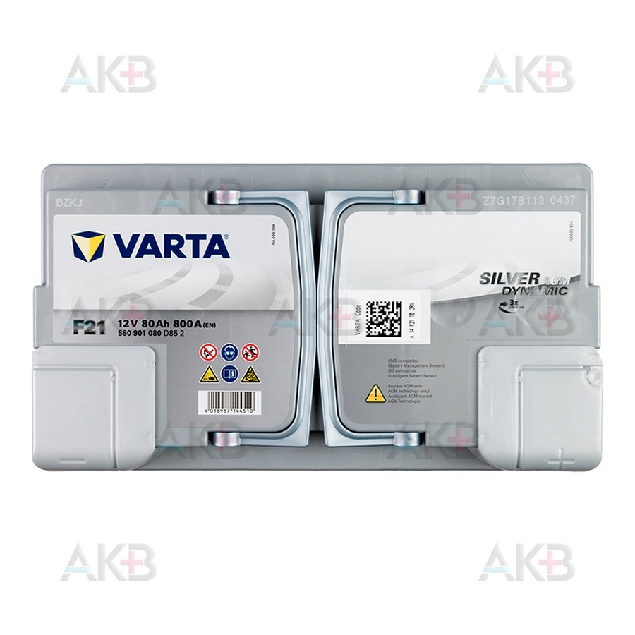 Автомобильный аккумулятор Varta Silver Dynamic AGM A6 (F21) 80R (Start-Stop) 800A 315x175x190