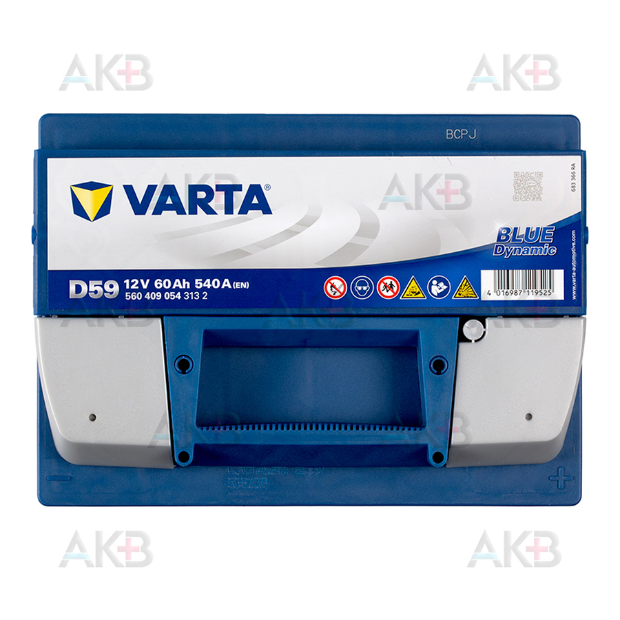 Автомобильный аккумулятор Varta Blue Dynamic D59 60R 540A 242x175x175 (560409054)