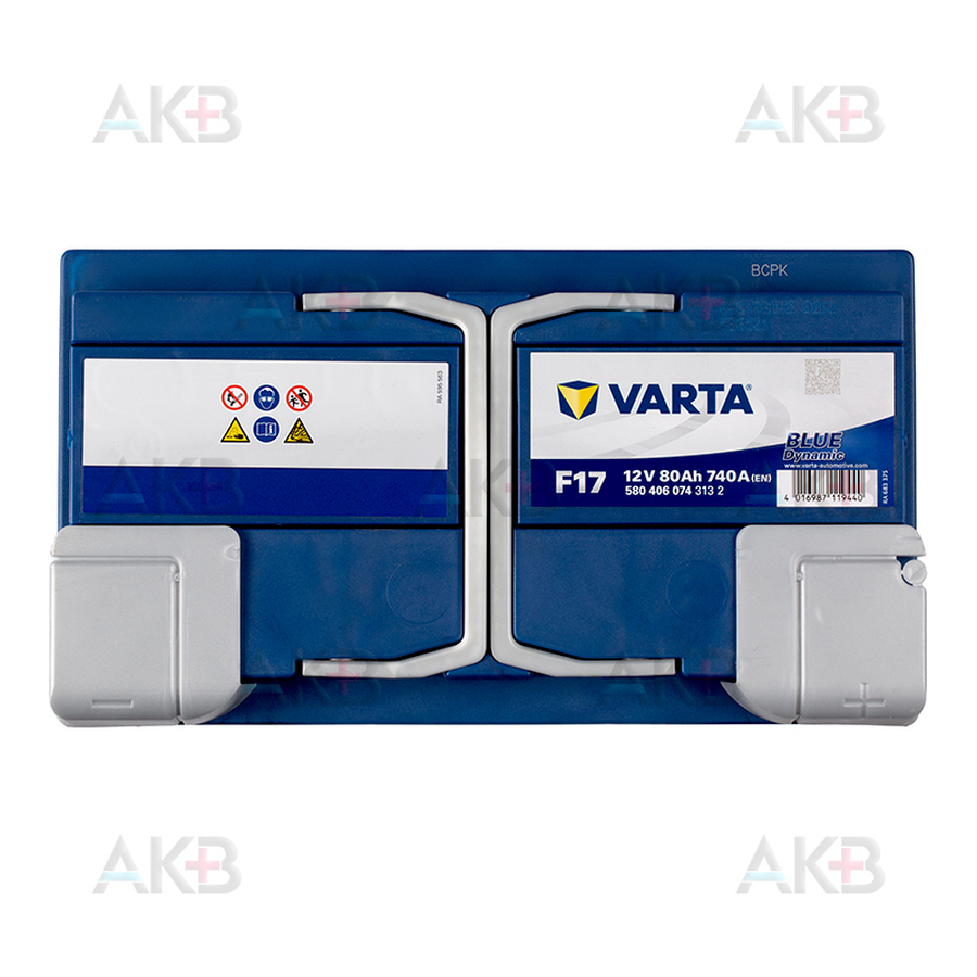 Автомобильный аккумулятор Varta Blue Dynamic F17 80R 740A 315x175x175