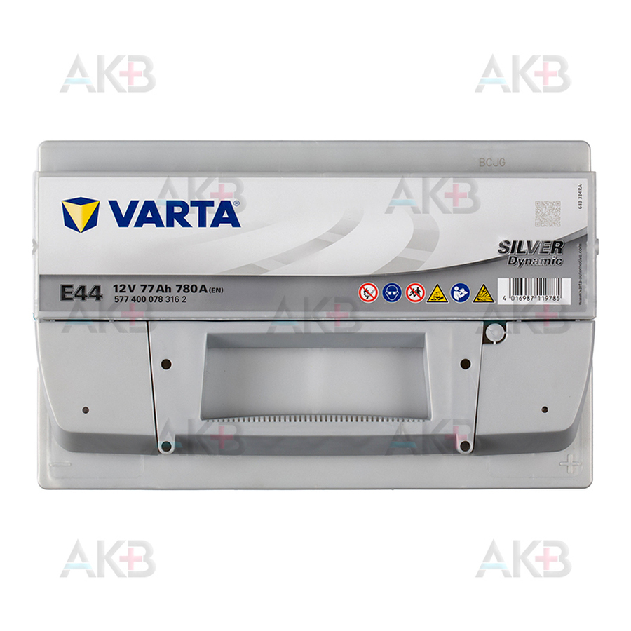 Автомобильный аккумулятор Varta Silver Dynamic E44 77R 780A 278x175x190