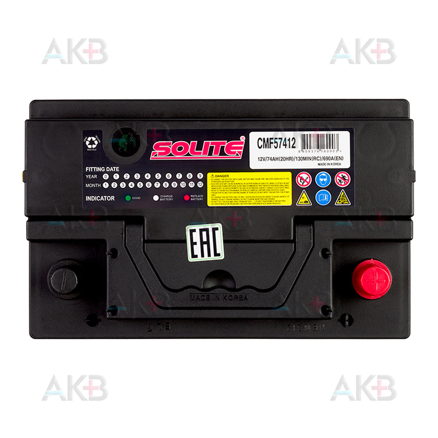 Автомобильный аккумулятор SOLITE 57412 (74R 690 277x174x189)