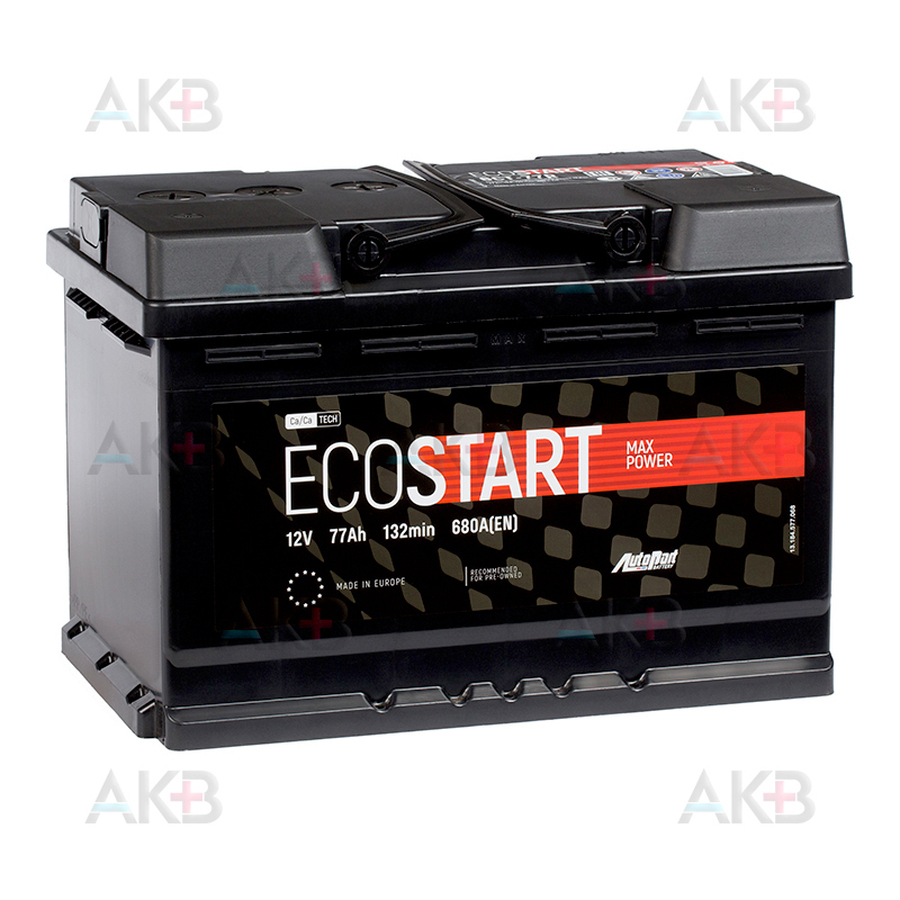 Автомобильный аккумулятор Ecostart 77R (680А 278x175x190)