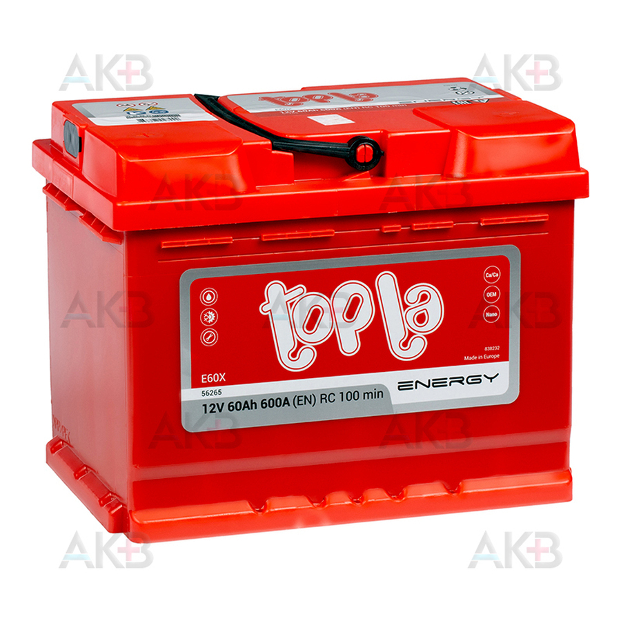 Автомобильный аккумулятор Topla Energy 60L (600A 242x175x190) 108160 56265