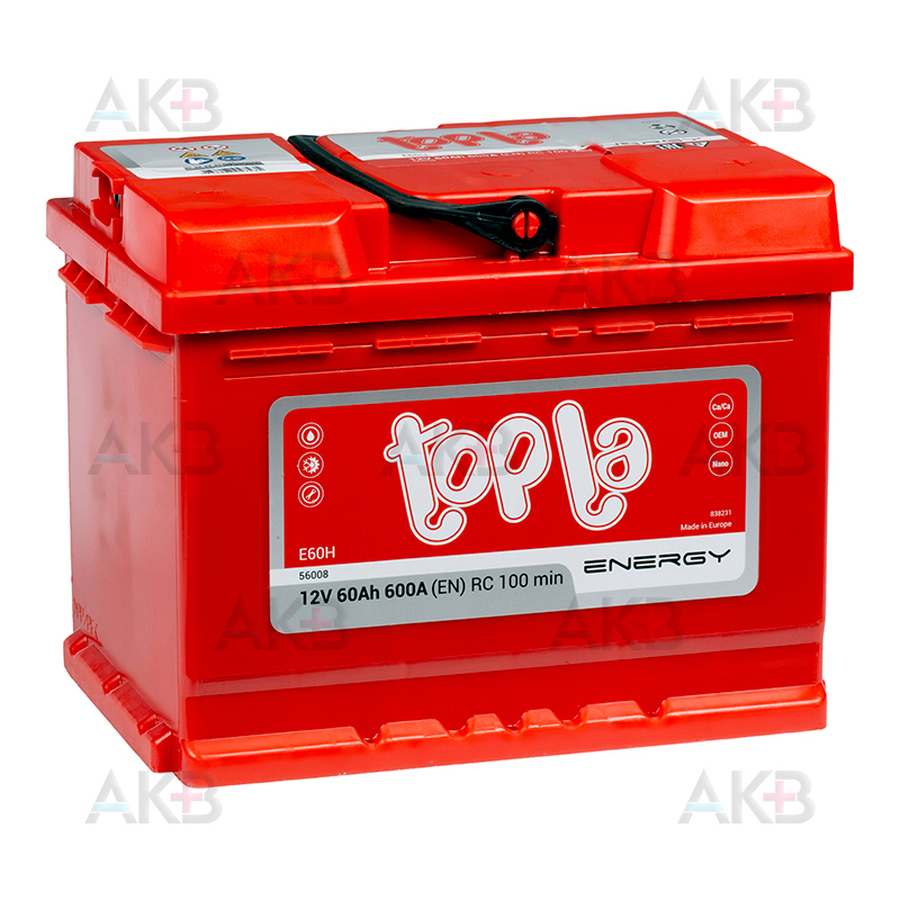 Автомобильный аккумулятор Topla Energy 60R (600A 242x175x190) 108060 56008