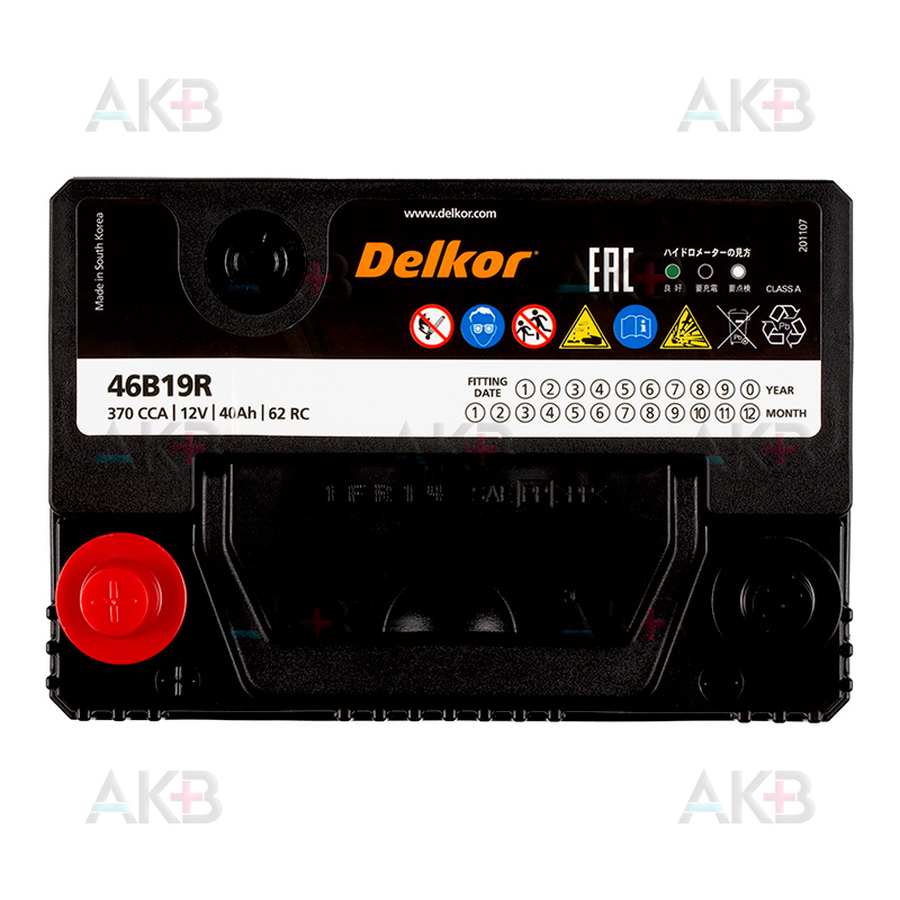 Автомобильный аккумулятор Delkor 46B19R (40L 370A 187x127x227)
