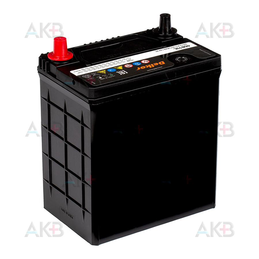 Автомобильный аккумулятор Delkor 46B19L (40R 370A 187x127x227)