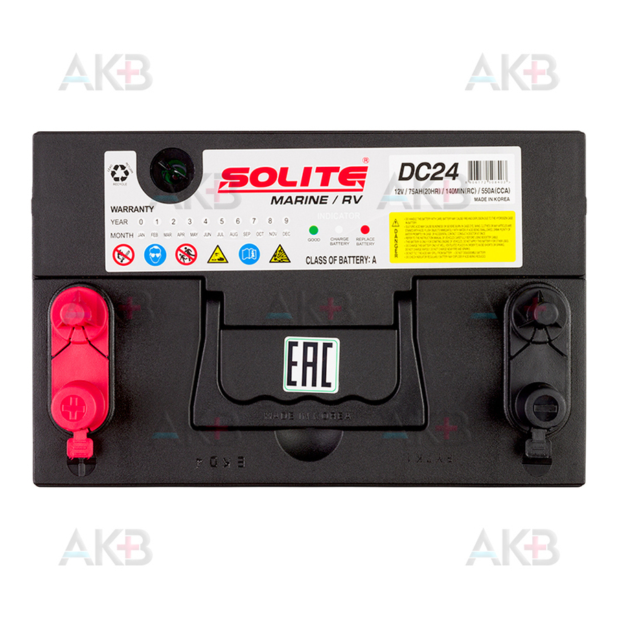 Автомобильный аккумулятор Solite MARINE DC24 (75 Ah 550A 260x173x225)
