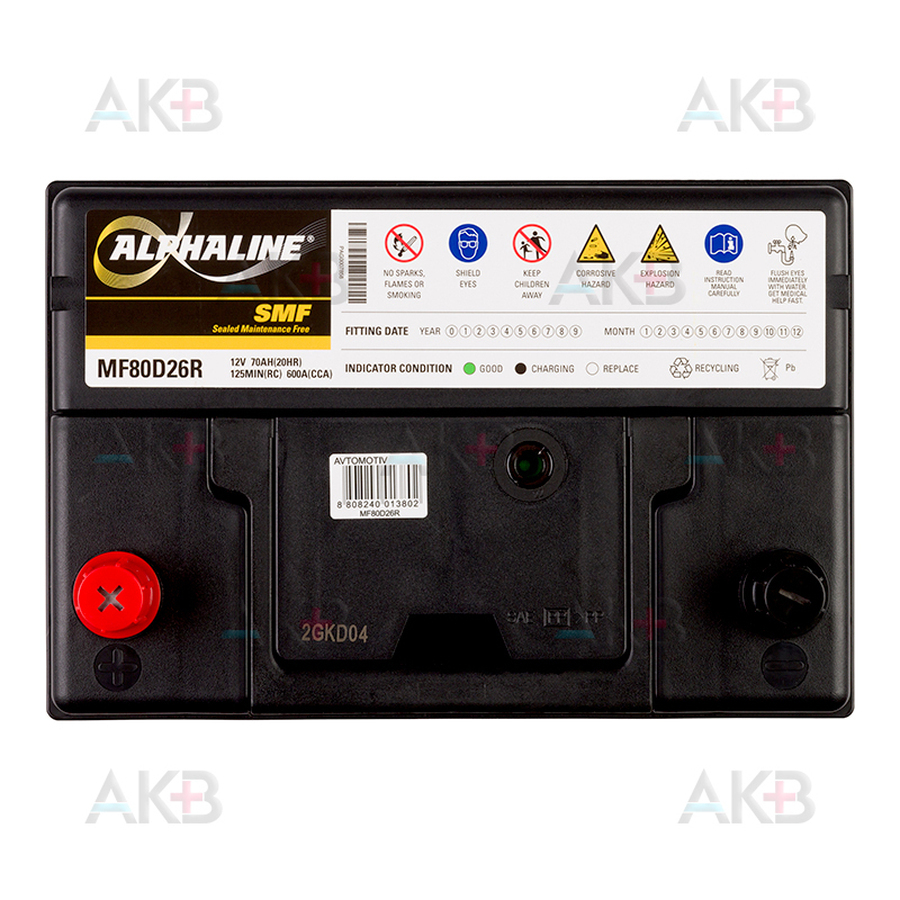 Автомобильный аккумулятор Alphaline Standard 80D26R 70L 600A 262x175x226
