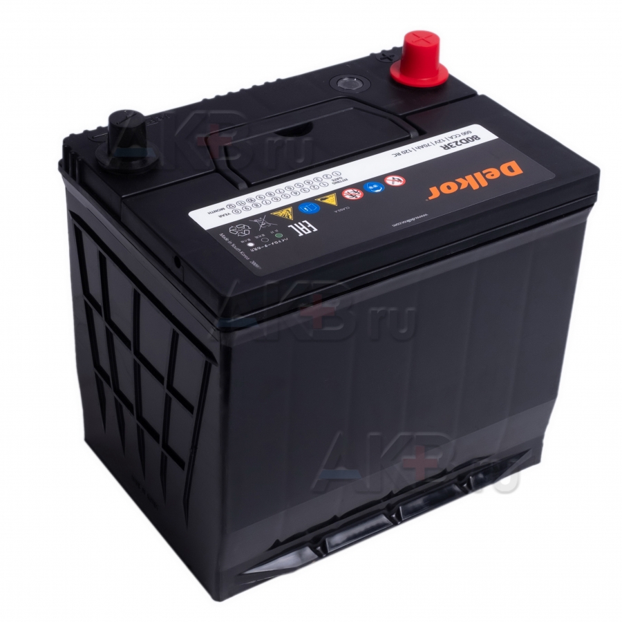 Автомобильный аккумулятор Delkor 80D23R (68L 600A 232x173x225)