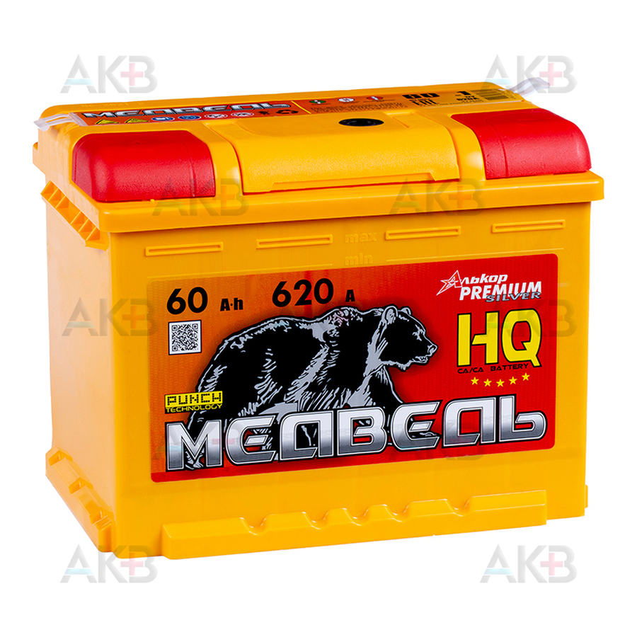 Автомобильный аккумулятор Медведь 60 Ач 620A п.п. (242x175x190) ca/ca silver