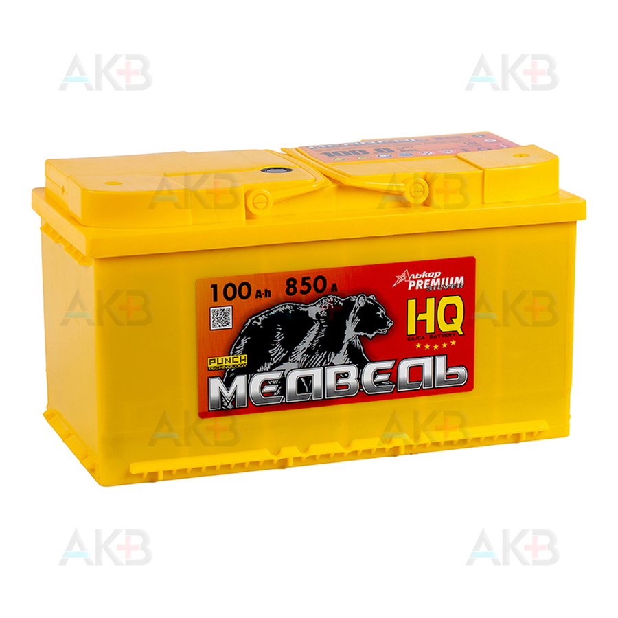 Автомобильный аккумулятор Медведь 100 Ач 850A о.п. (353x175x190) ca/ca silver