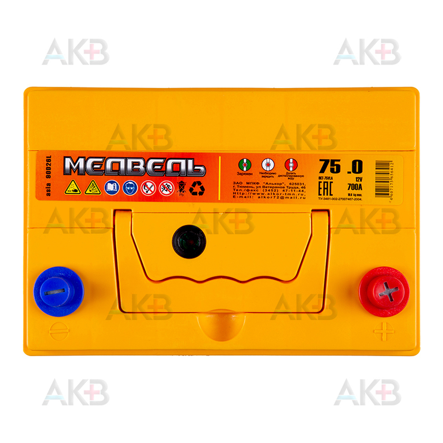 Автомобильный аккумулятор Медведь 90D26L 75 Ач 700A о.п. (260x173x225) ca/ca Silver Asia