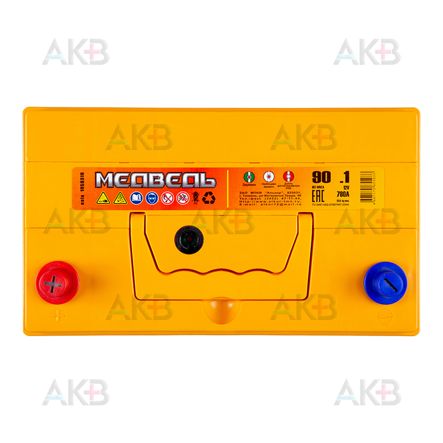 Автомобильный аккумулятор Медведь 105D31R 90 Ач 780A п.п. (306x173x225) ca/ca Silver Asia