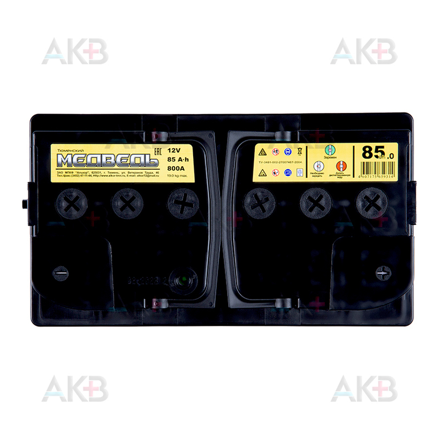 Автомобильный аккумулятор Медведь 85 Ач 800A о.п. низк. (315x175x175) ca/ca silver