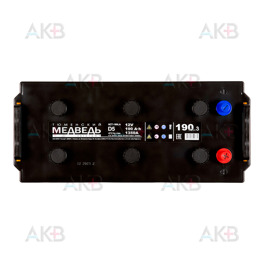Автомобильный аккумулятор Тюменский медведь 190 Ач 1350A о.п. (518х228х238) Calcium Plus