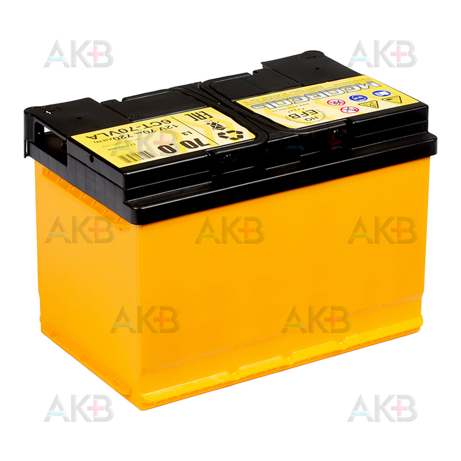 Автомобильный аккумулятор Медведь EFB 70 Ач 720A о.п. (278x175x190)