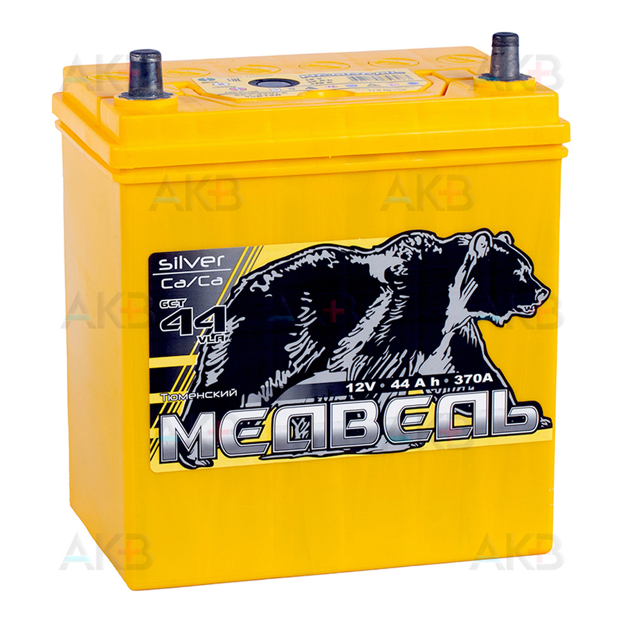 Автомобильный аккумулятор Медведь 50B19R 44 Ач 370A п.п. (187x127x227) ca/ca Silver Asia