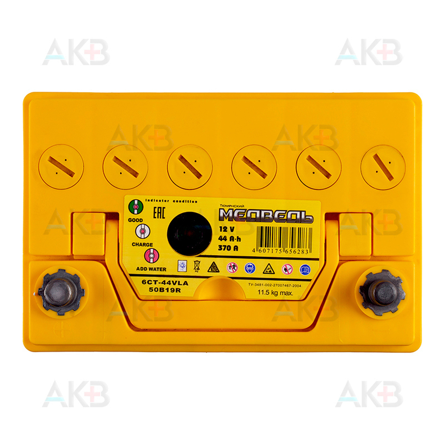 Автомобильный аккумулятор Медведь 50B19L 44 Ач 370A о.п. (187x127x227) ca/ca Silver Asia