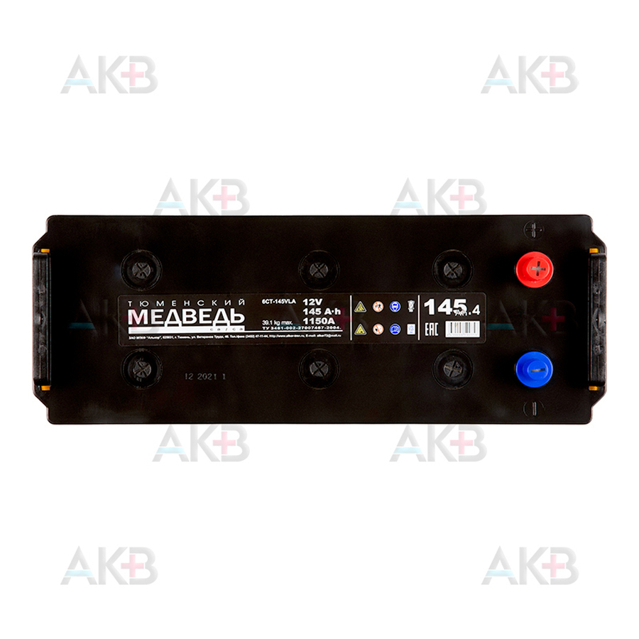 Автомобильный аккумулятор Тюменский медведь 145 Ач 1150A п.п. (513х189х230) Calcium Plus