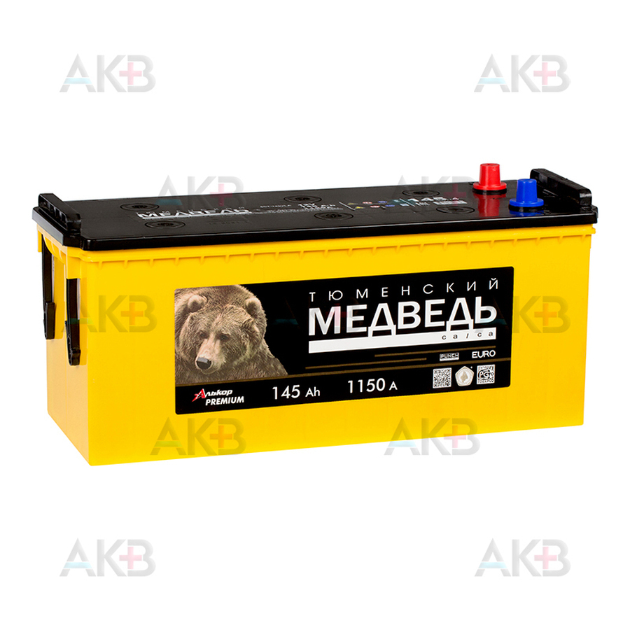 Автомобильный аккумулятор Тюменский медведь 145 Ач 1150A п.п. (513х189х230) Calcium Plus