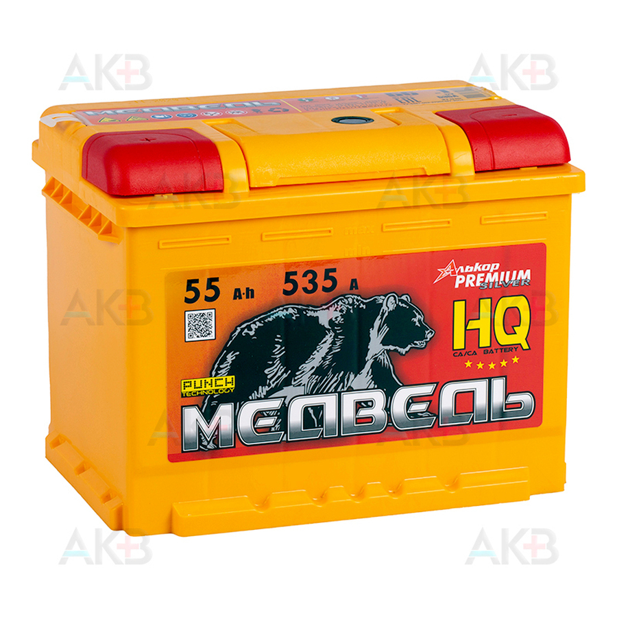 Автомобильный аккумулятор Медведь 55 Ач 535A п.п. (242x175x190) ca/ca silver