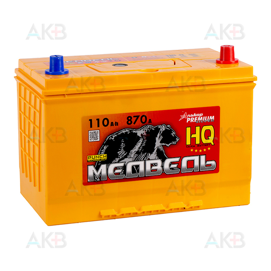 Автомобильный аккумулятор Медведь 135D31L 110 Ач 870А о.п. (306x173x225) ca/ca Silver Asia
