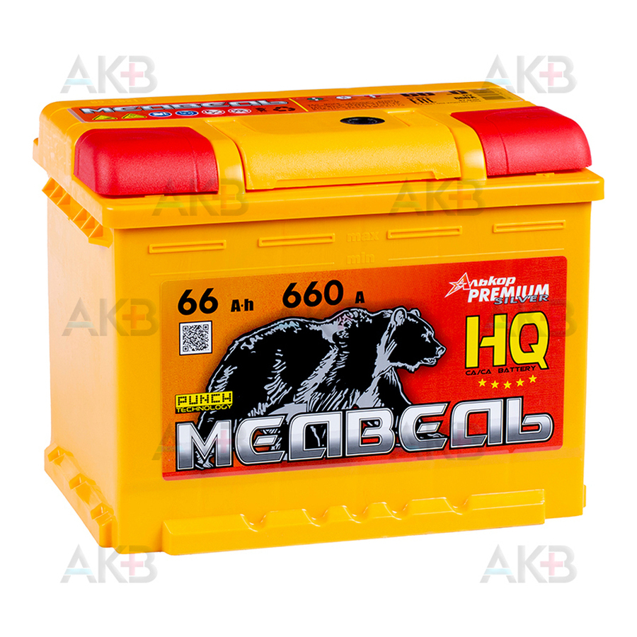 Автомобильный аккумулятор Медведь 66 Ач 660A о.п. (242x175x190) ca/ca silver