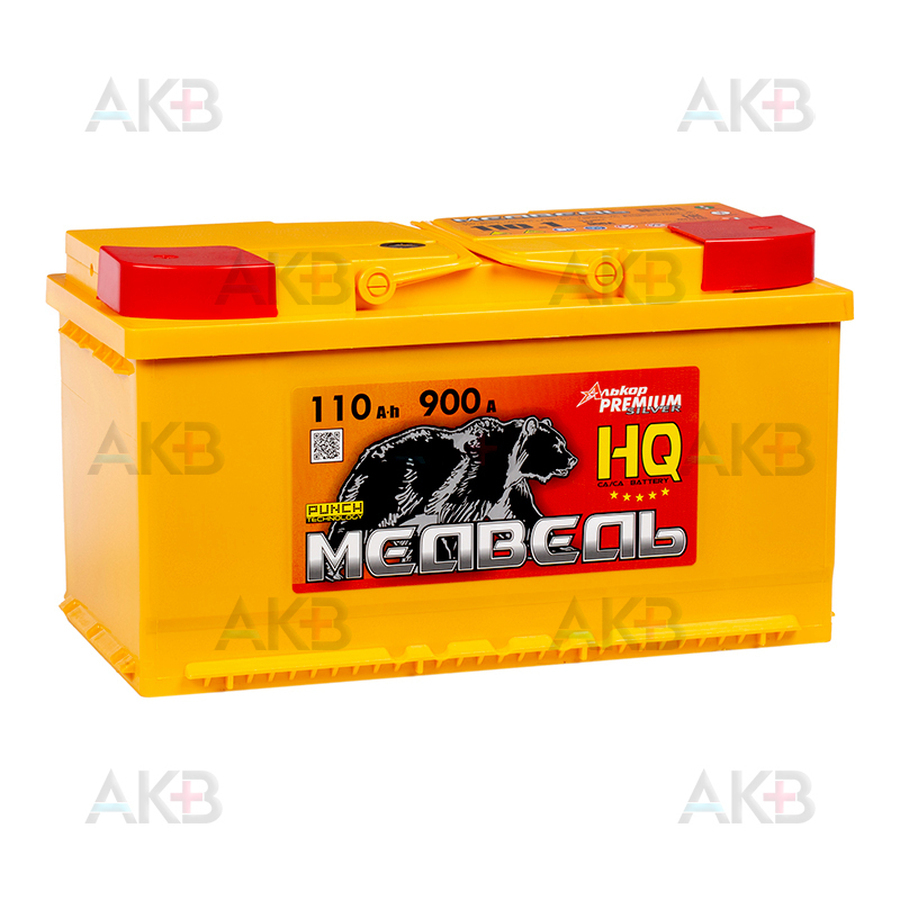 Автомобильный аккумулятор Медведь 110 Ач 900A п.п. (353x175x190) ca/ca silver