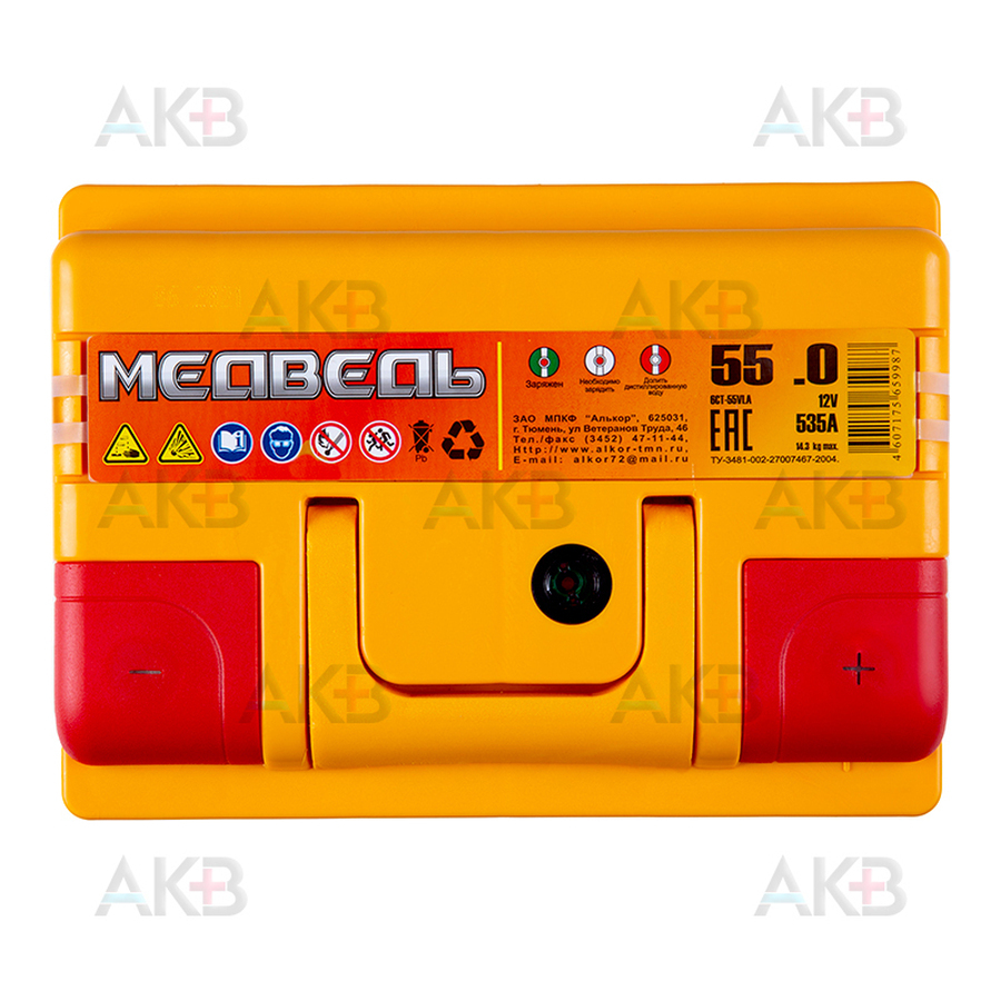 Автомобильный аккумулятор Медведь 55 Ач 535A о.п. (242x175x190) сa/сa silver
