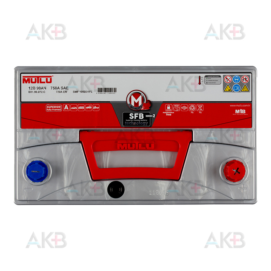 Автомобильный аккумулятор Mutlu SFB 2 105D31FL 90 Ач 720A обр. пол. (306x175x224) D31.90.072.C