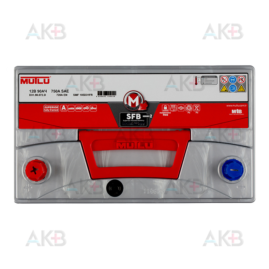 Автомобильный аккумулятор Mutlu SFB 2 105D31FR 90 Ач 720A прям. пол. (306x175x224) D31.90.072.D