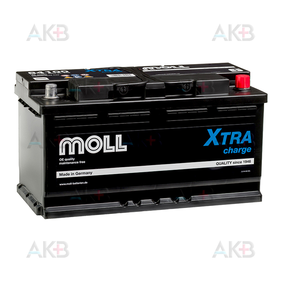 Автомобильный аккумулятор Moll X-TRA charge 100 Ач 900A обр. пол. (353x175x190) 84100